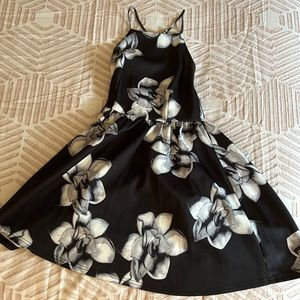 Black floral skater dress